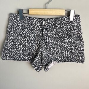 Guess Women's 16 Gray Y2K Cheetah Print Denim Shortie Shorts Stretch Festival